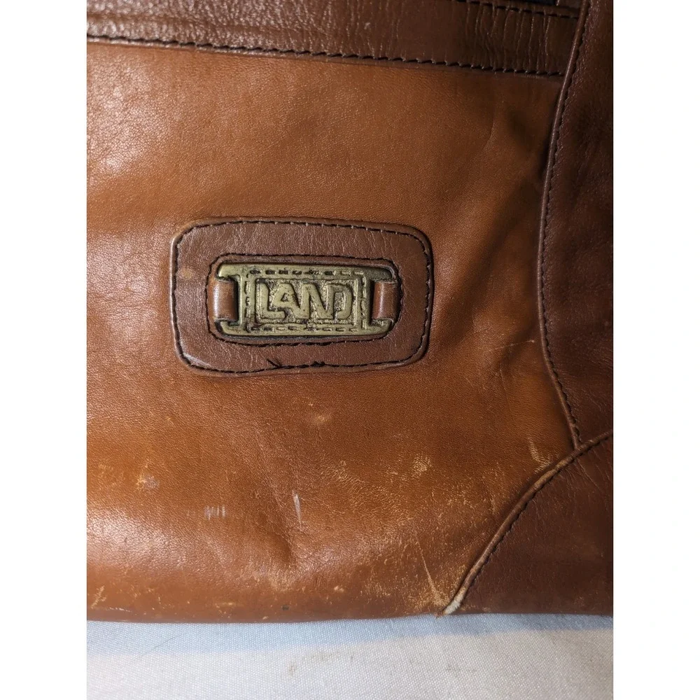 Vintage LAND Brand Brown Leather Duffel Overnight Briefcase Bag 18